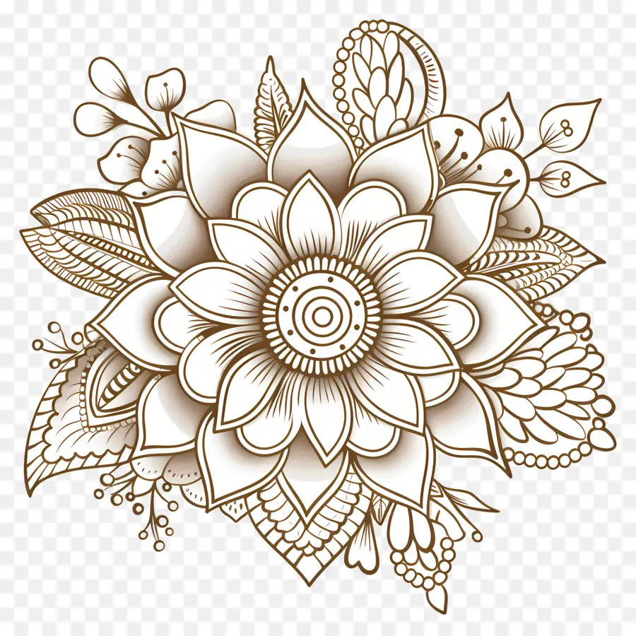 Bunga Desain Mehndi，Hias Desain PNG