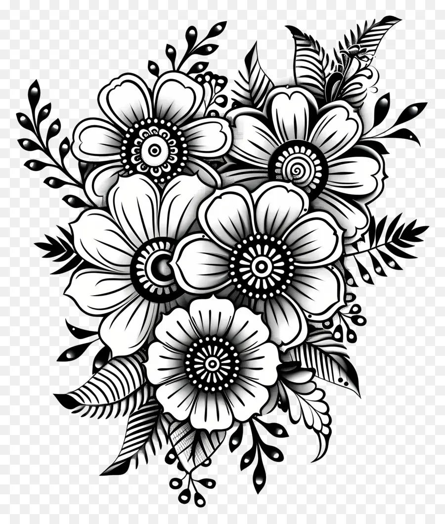 Bunga Desain Mehndi，Karangan PNG