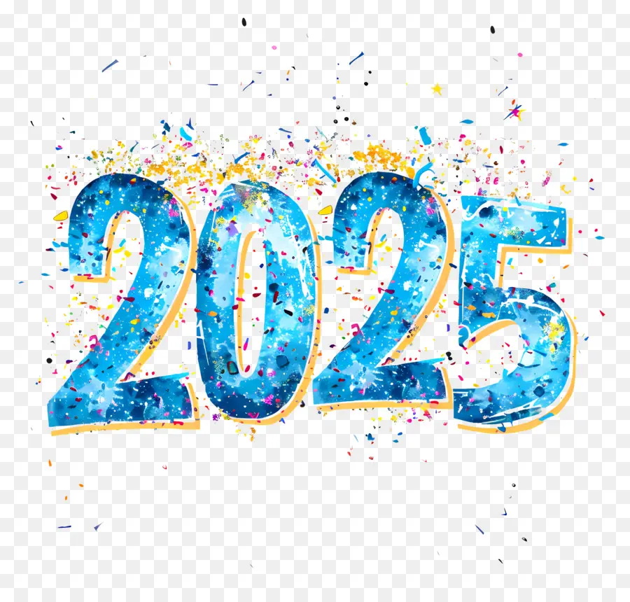 Tahun Baru 2025，Huruf Biru PNG