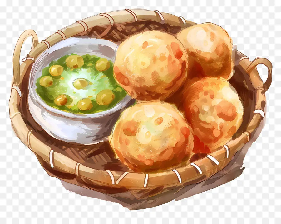 Panipuri，Keranjang Rotan PNG