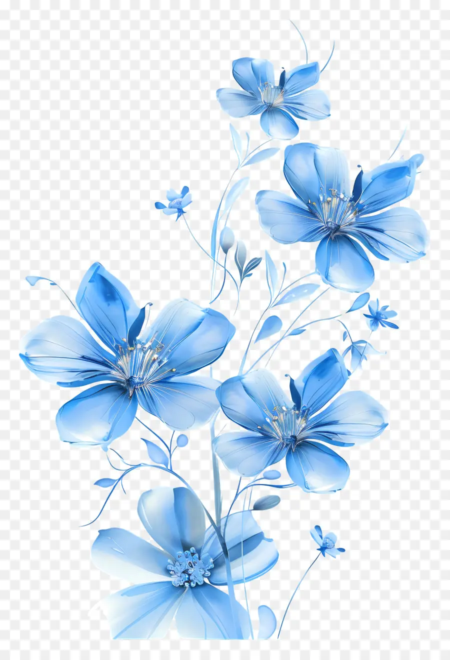 Bunga Bunga Biru，Karangan Bunga PNG