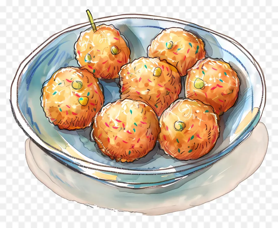 Rava Ladoo，Bola Goreng PNG