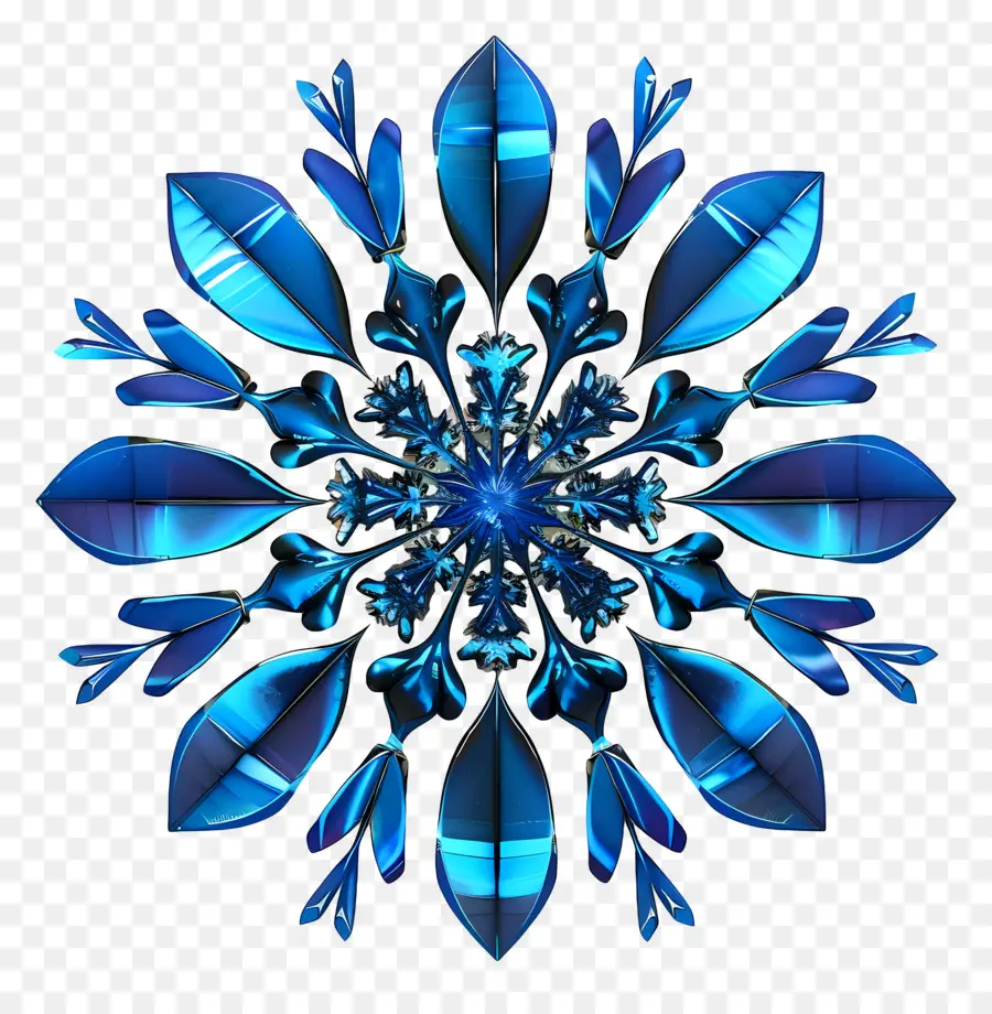 Kepingan Salju Biru，Desain Bunga Biru Dan Putih PNG