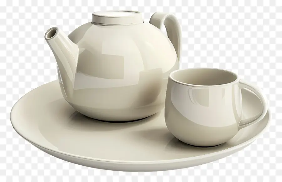 Set Makan Malam Keramik，Putih Teko PNG