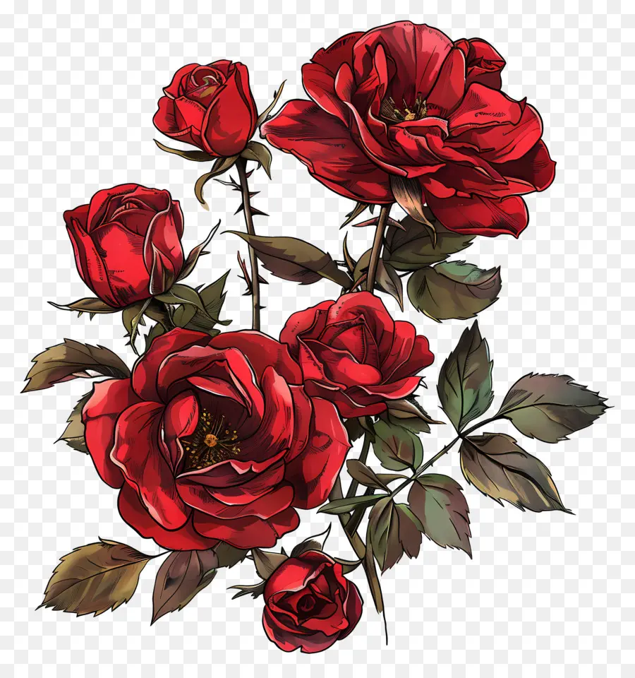 Mawar Merah，Lukisan PNG