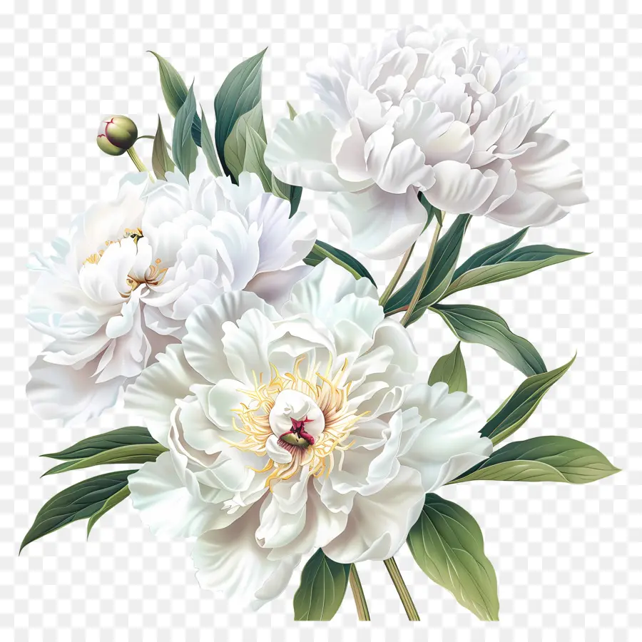 Peony Putih，Bunga Ungu PNG