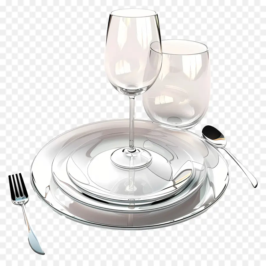 Set Makan Malam Kaca，Penataan Meja PNG