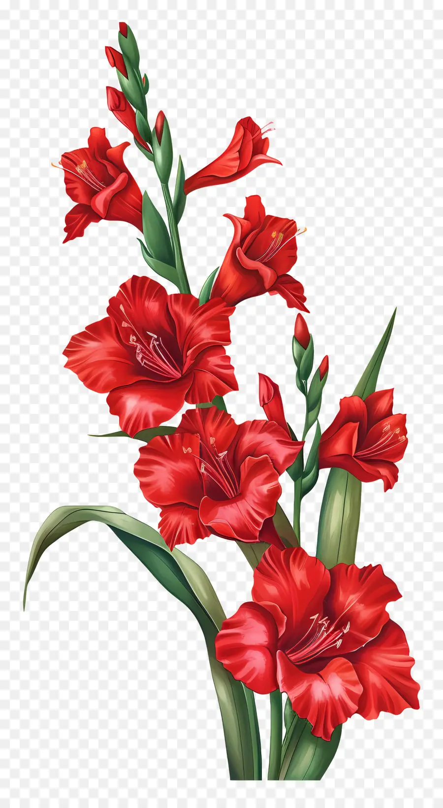 Gladioli Merah，Bunga Bunga Merah PNG