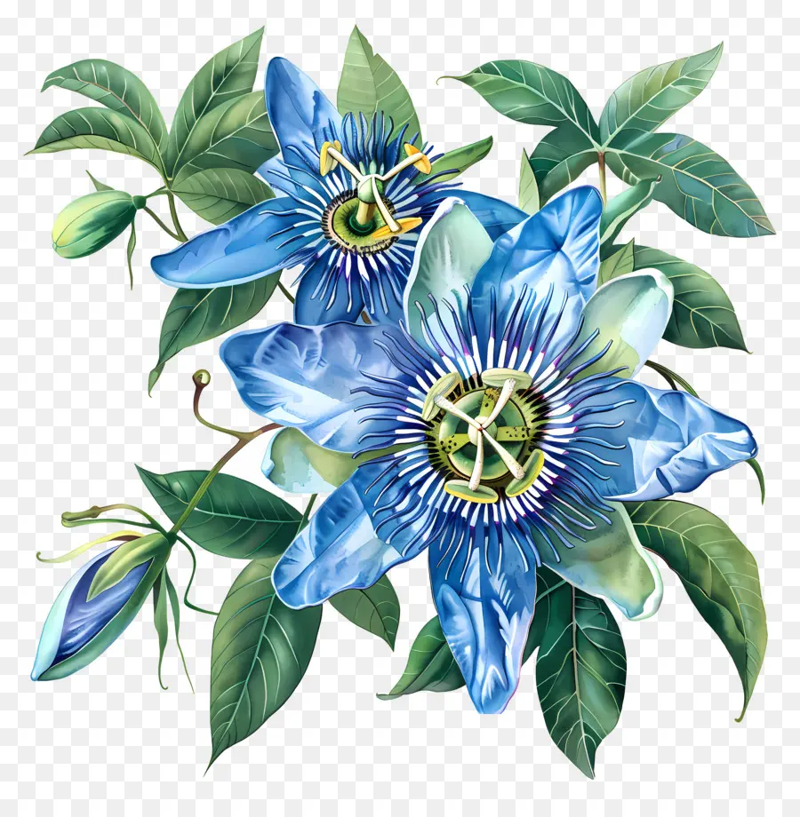 Bunga Gairah，Lukisan Bunga Biru PNG