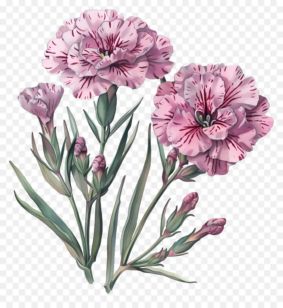 Bunga Dianthus，Bunga Merah Muda PNG