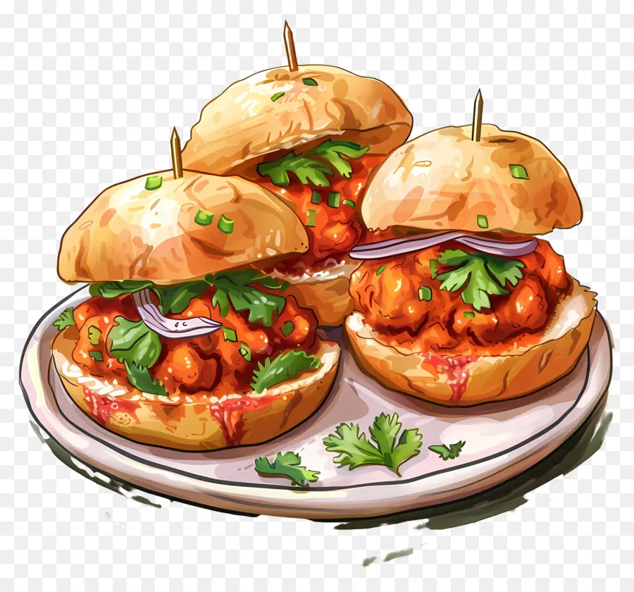 Vada Pav，Burger Mini PNG