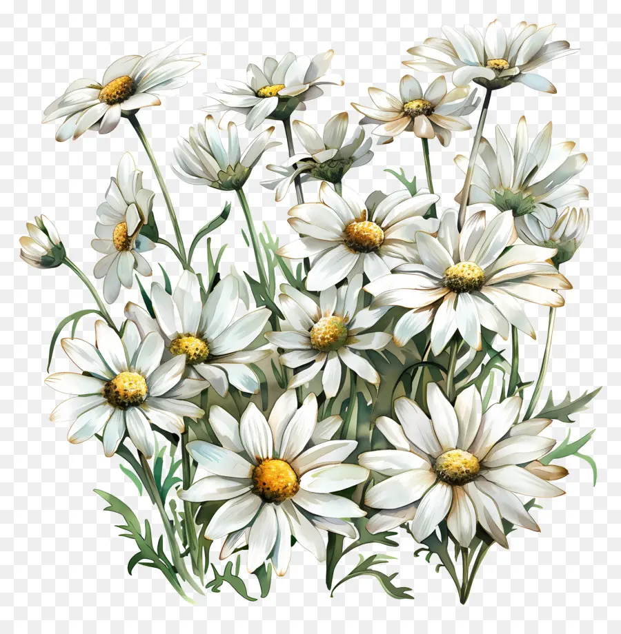 Aster Putih，Bunga Mekar PNG
