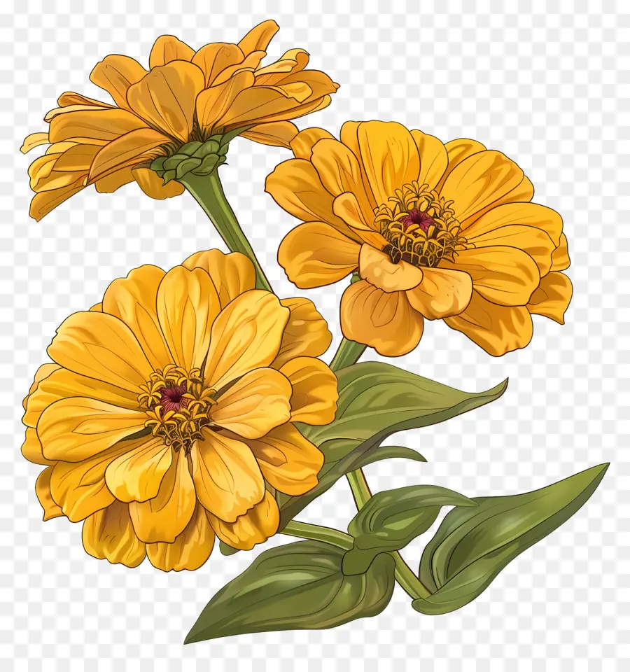 Zinnia Kuning，Bunga Kuning PNG