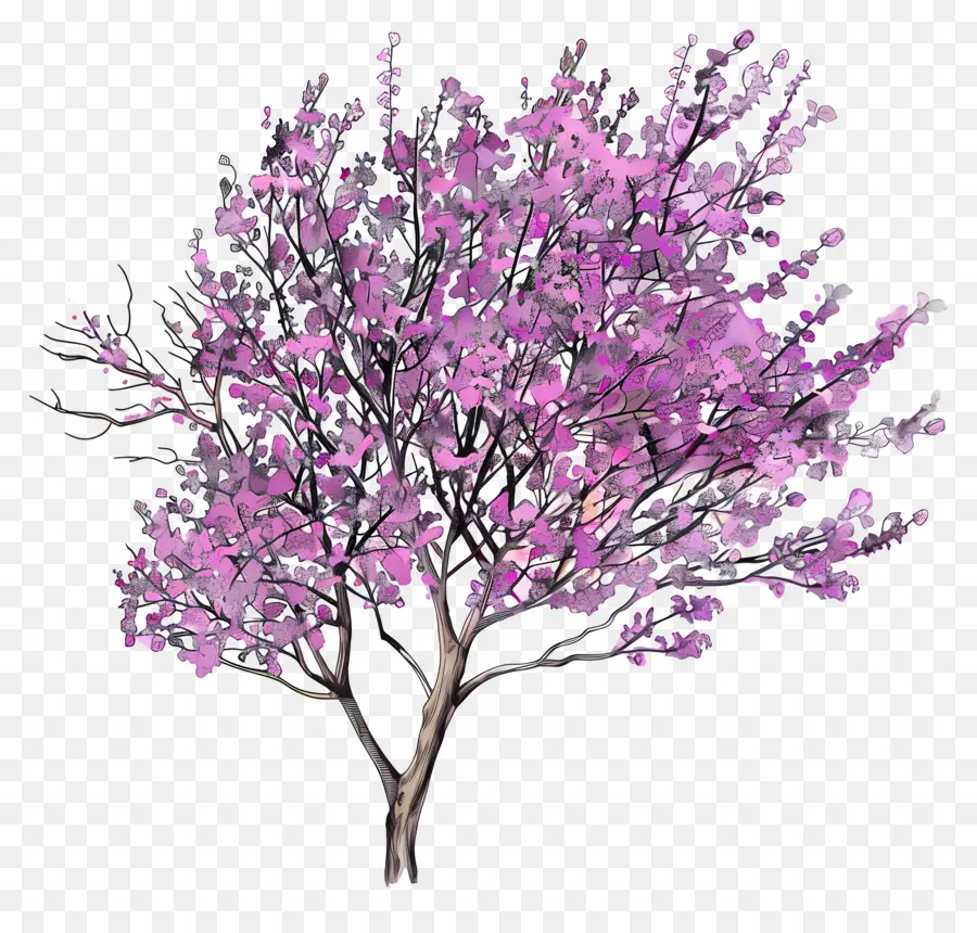 Yudas Pohon，Pohon Mekar Merah Muda PNG