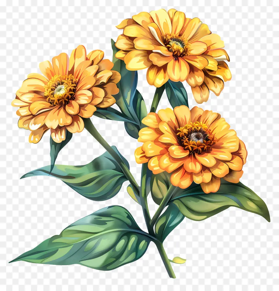 Zinnia Kuning，Bunga Kuning PNG