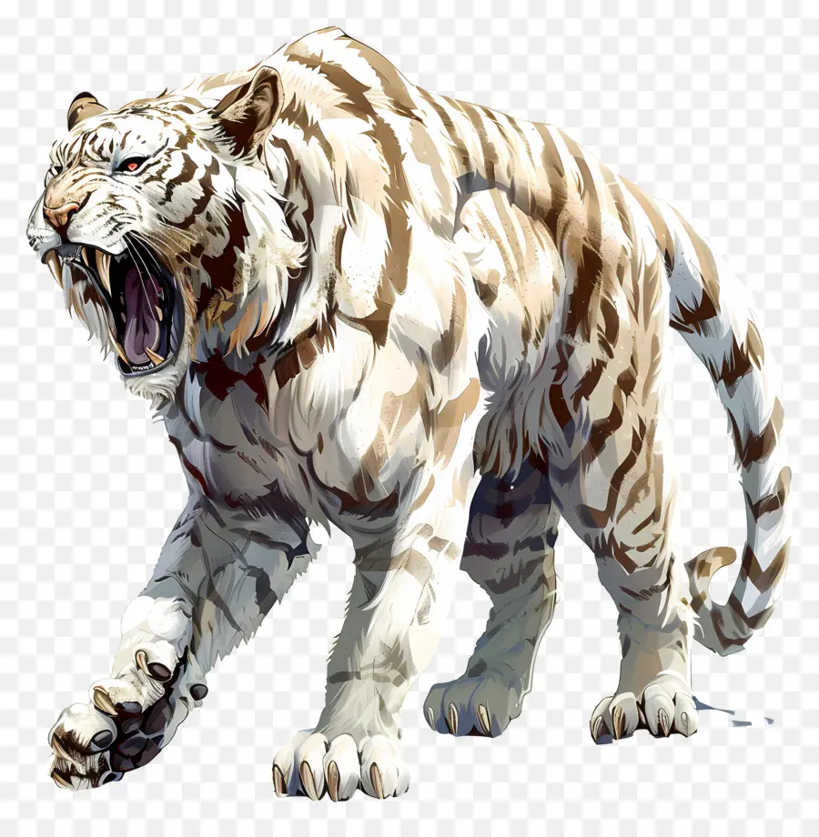 Kucing Bergigi Pedang，Harimau Putih PNG