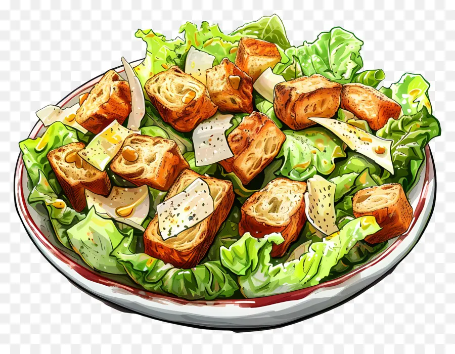 Salad Caesar，Salad PNG