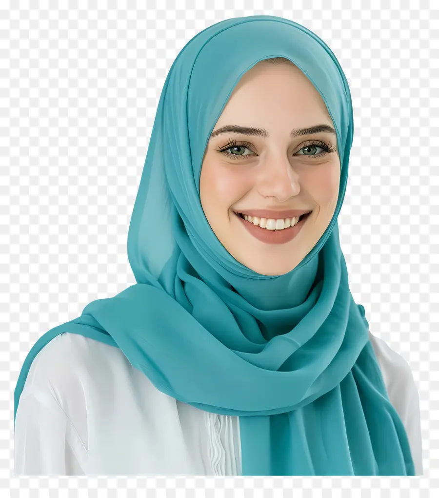 Hijab Teal，Hijab Biru PNG