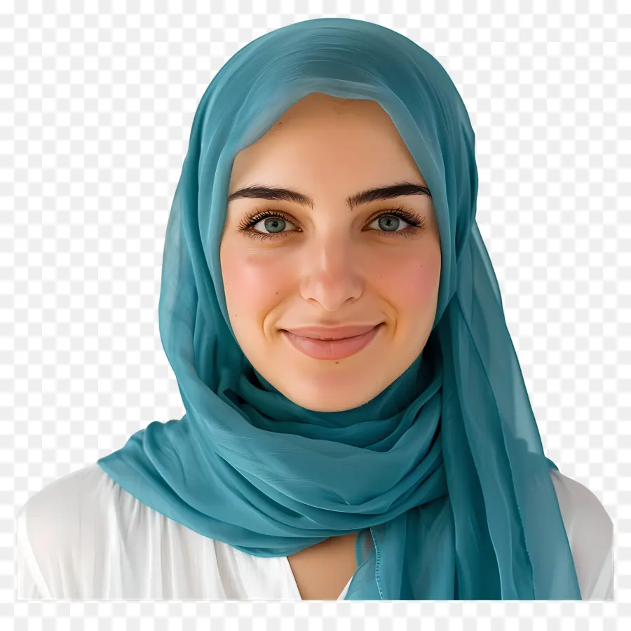 Hijab Teal，Jilbab Biru PNG