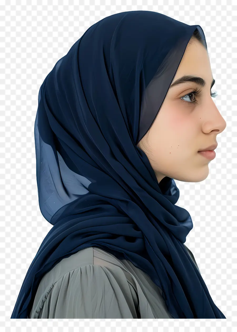 Hijab Biru Tua，Jilbab PNG