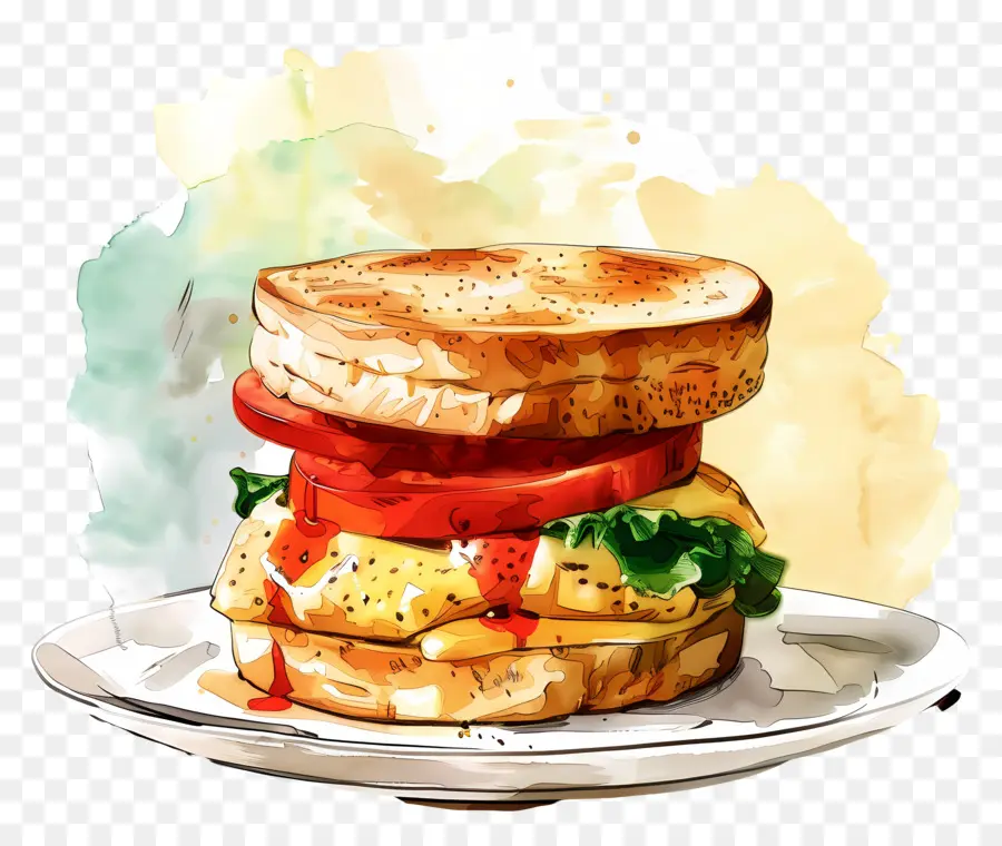 Sarapan Sandwich，Hamburger PNG