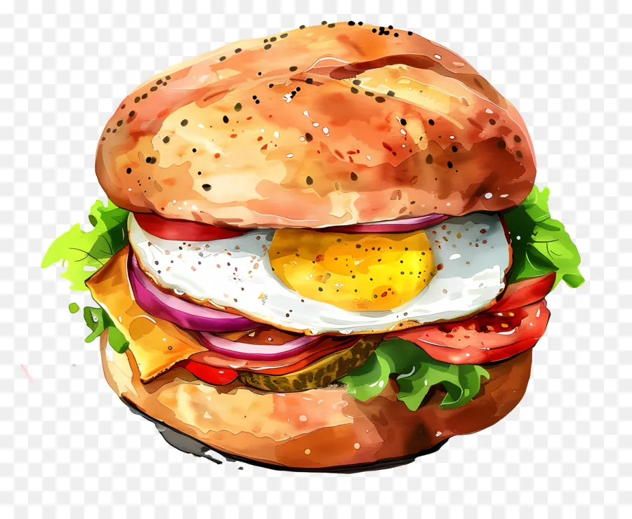 Sarapan Sandwich，Burger PNG