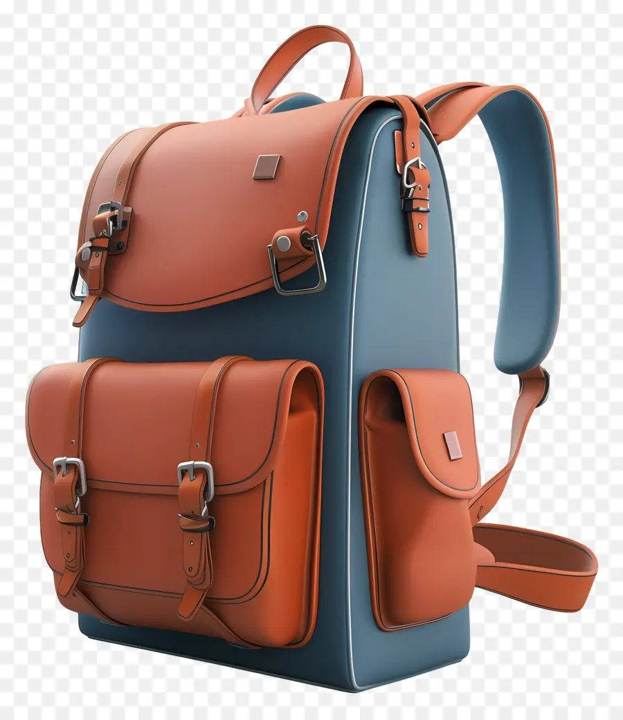 Jansport Backpack，Ransel Kulit Biru Dan Oranye PNG