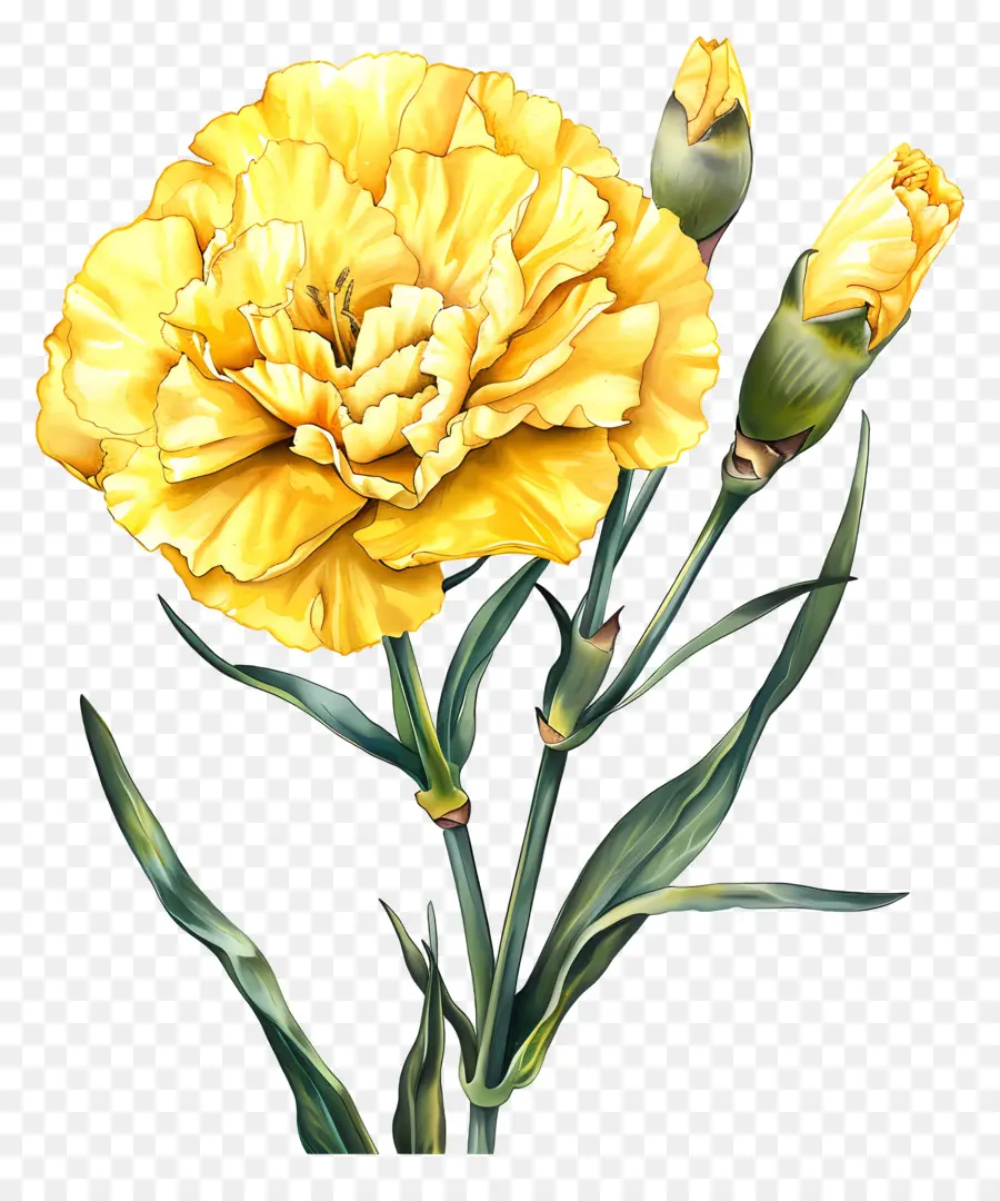 Carnation Yellow，Lukisan Cat Air PNG