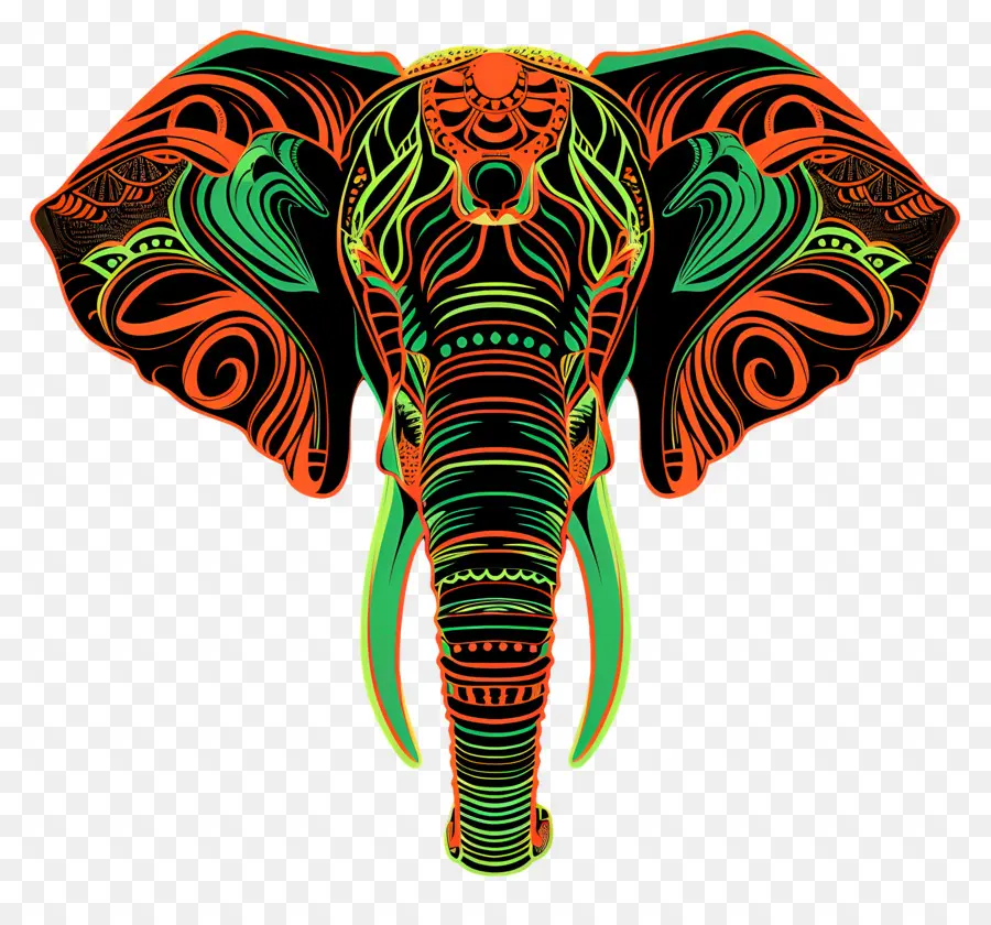 Seni Garis，Gajah Berwarna Warni PNG