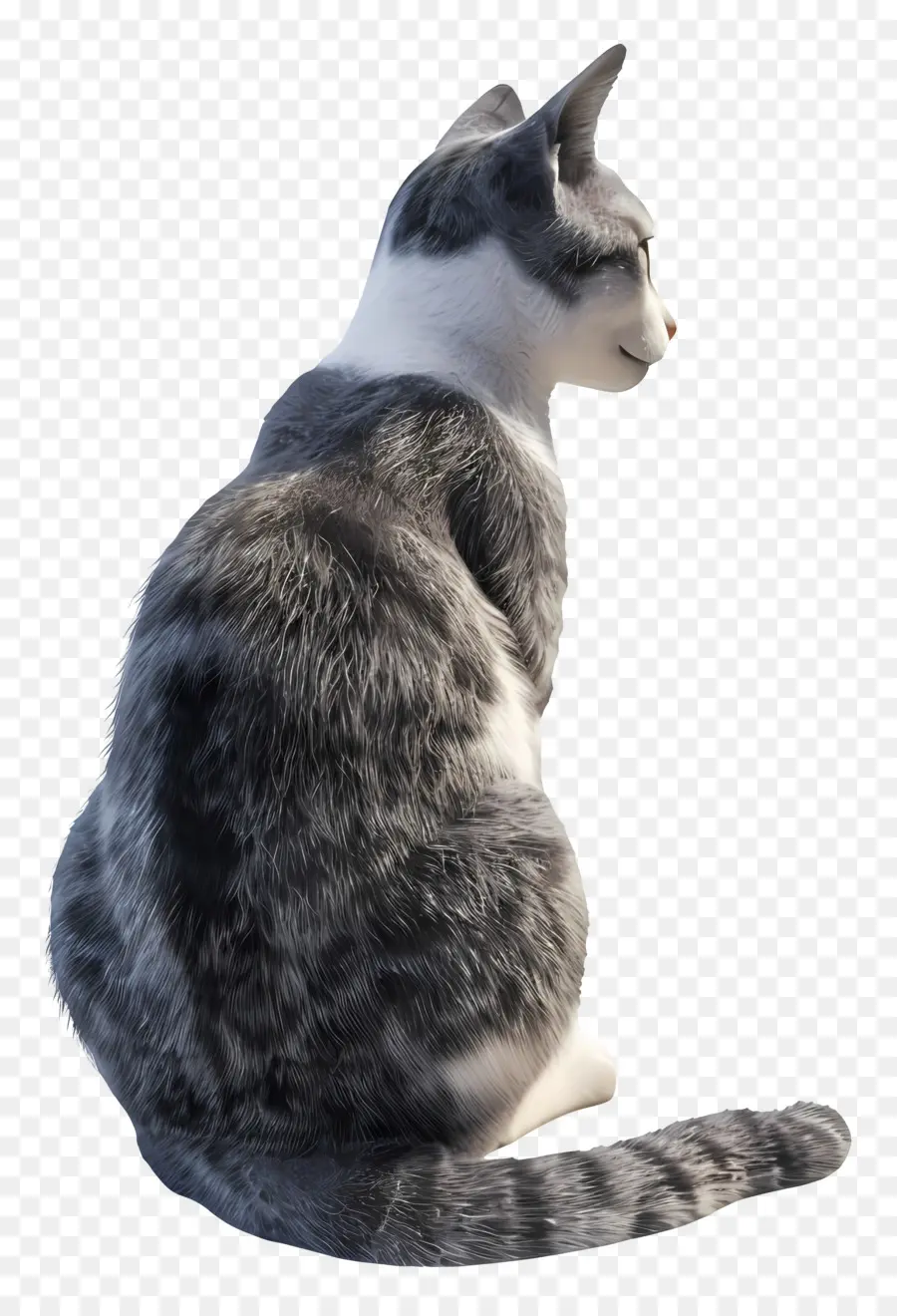 Tampilan Sisi Kucing Yang Duduk，Kucing Abu Abu Dan Putih PNG