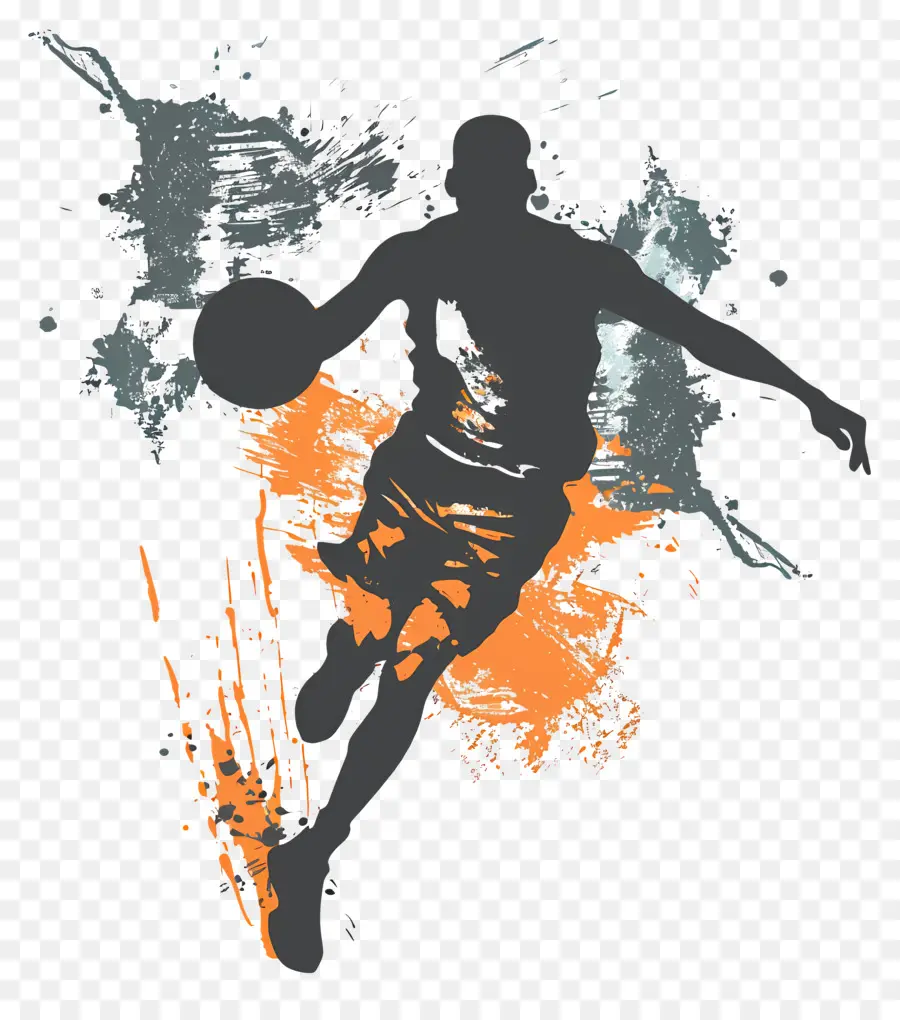 Siluet Pria Bola Basket，Pemain Basket PNG