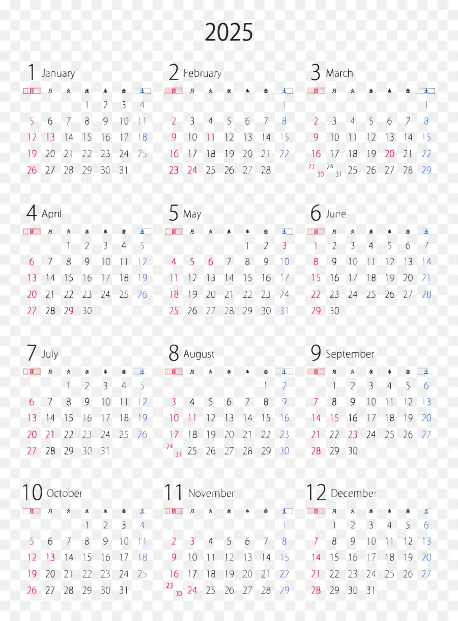 2025 Kalender Tahunan，Kalender PNG