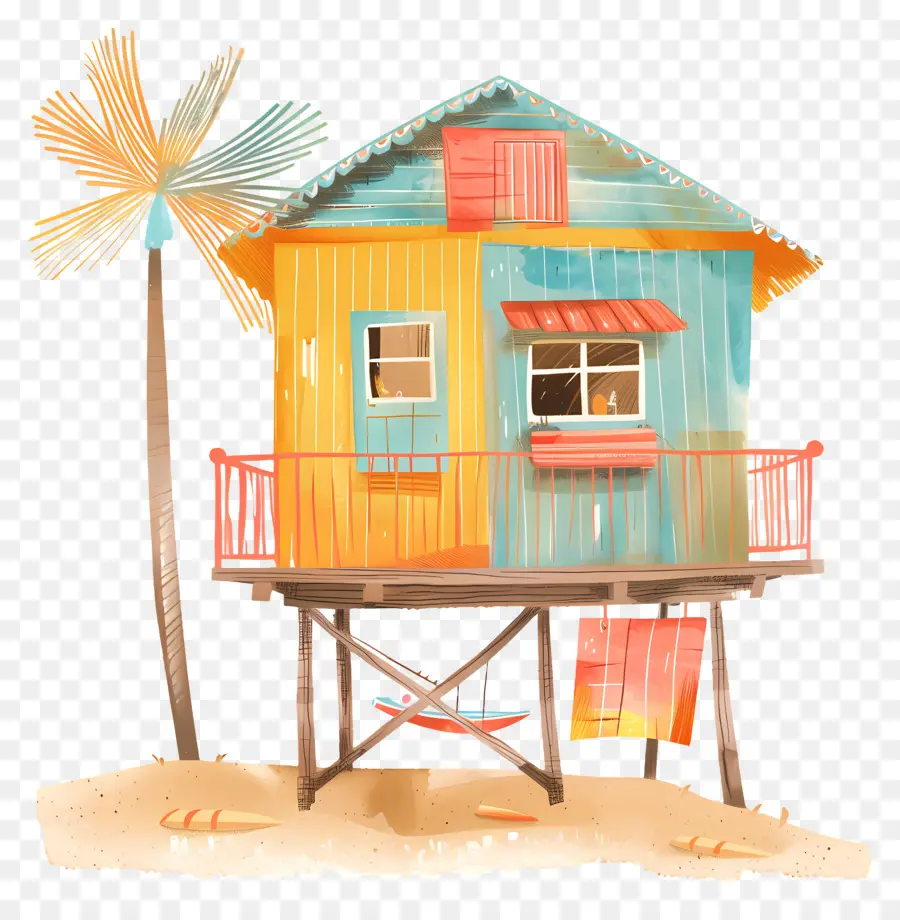 Rumah Pantai，Rumah Doodle Yang Lucu PNG