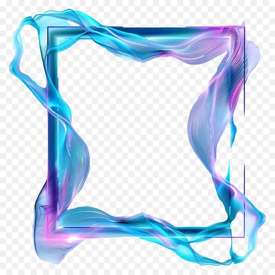 Bingkai Biru Neon，Seni Abstrak PNG