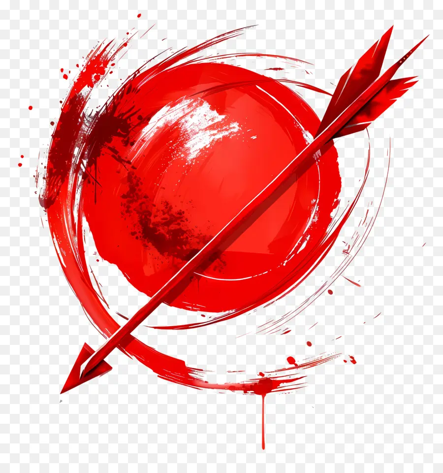 Lingkaran Merah Dengan Panah，Lukisan Abstrak PNG