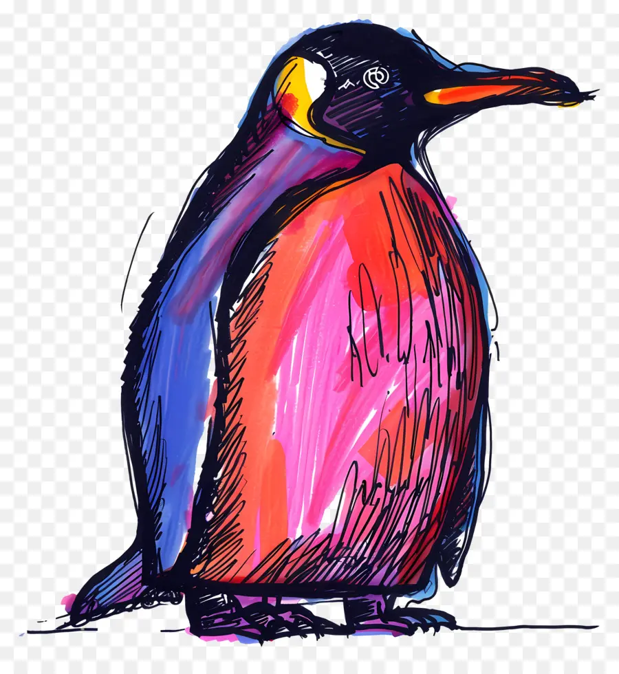 Kartun Penguin，Penguin Menggambar PNG