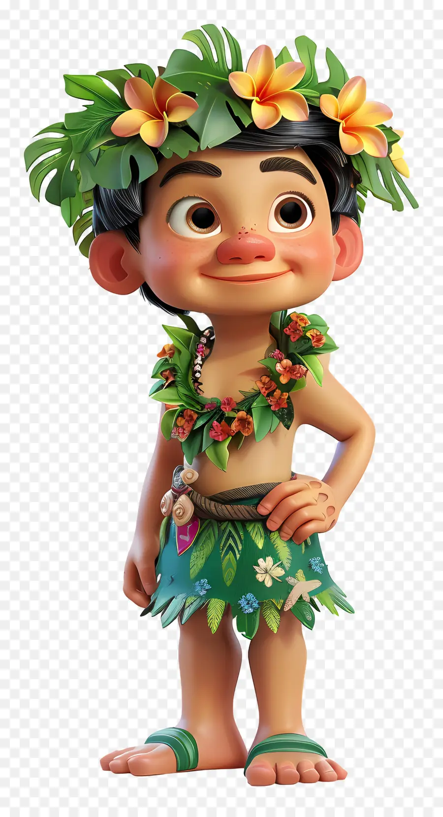 Kartun Hawaii Boy，Hula Rok PNG