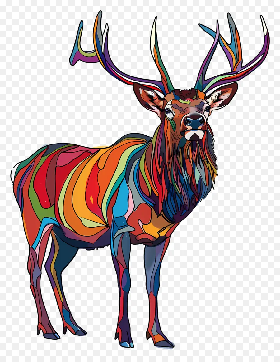 Elk，Rusa Berwarna Warni PNG
