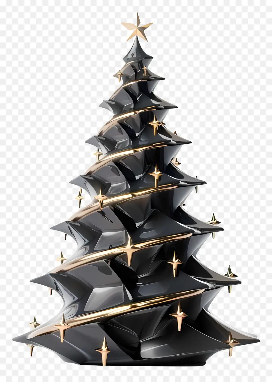 Pohon Natal，Pohon Natal Hitam Dan Emas PNG
