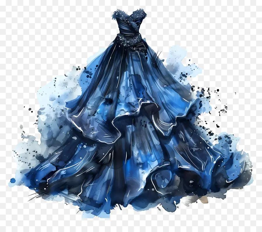 Gaun Pengantin Biru，Lukisan Cat Air PNG
