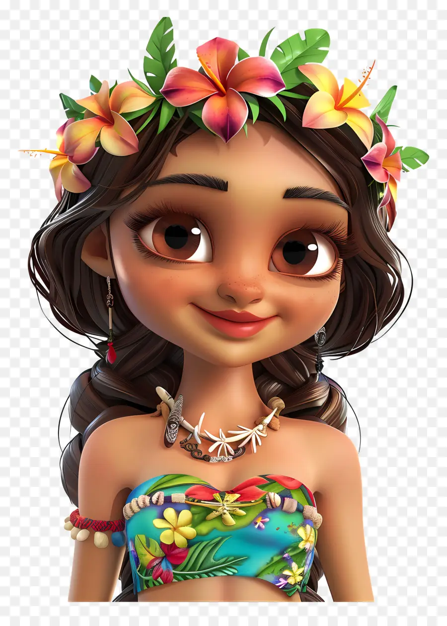 Kartun Gadis Hawaii，Mahkota Bunga PNG