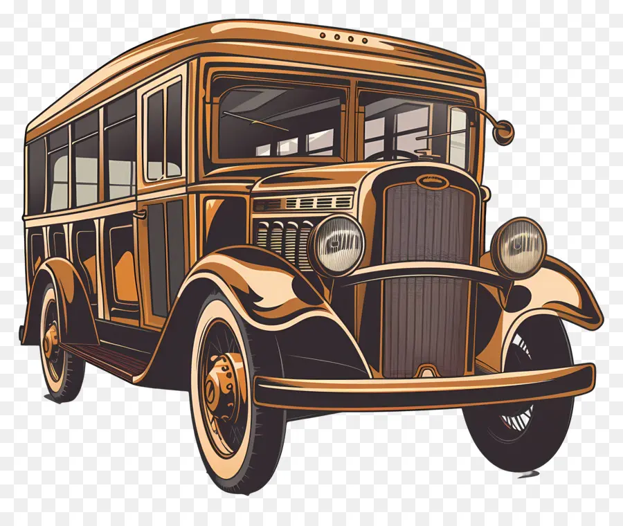 Mobil，Bus Sekolah Vintage PNG