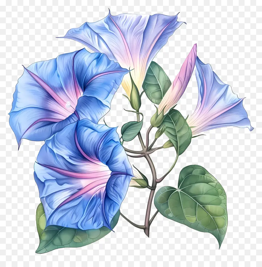 Morning Glory Flower，Lukisan Cat Air PNG