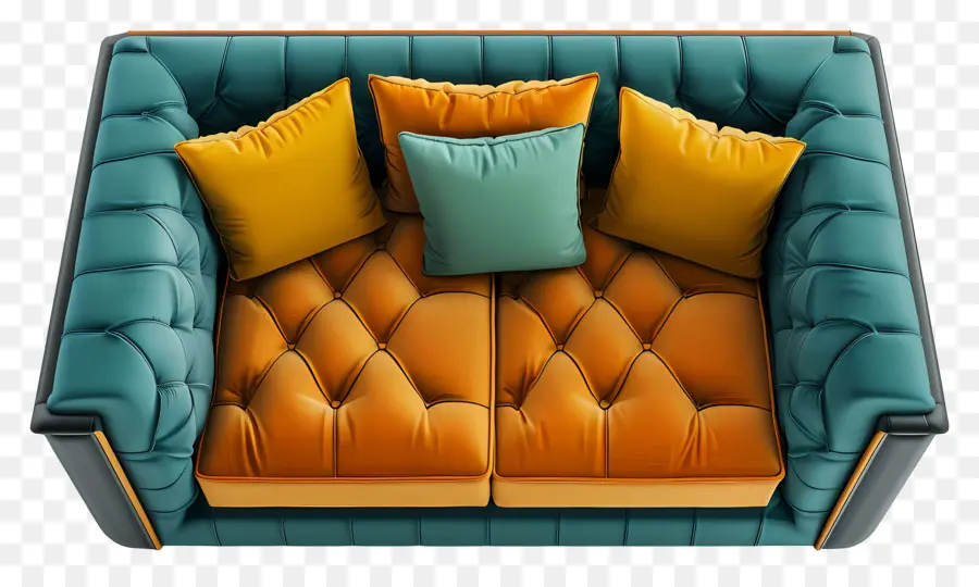 Sofa Atas Tampilan，Sofa Biru PNG