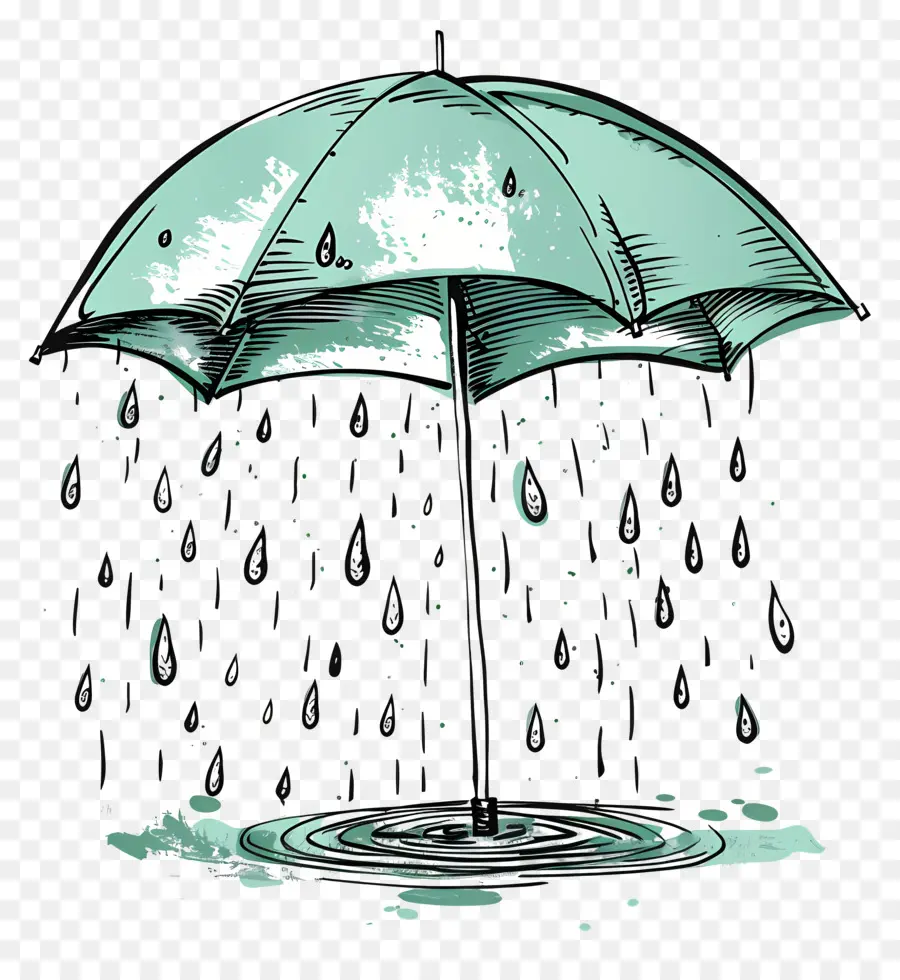 Hujan，Payung Hijau PNG
