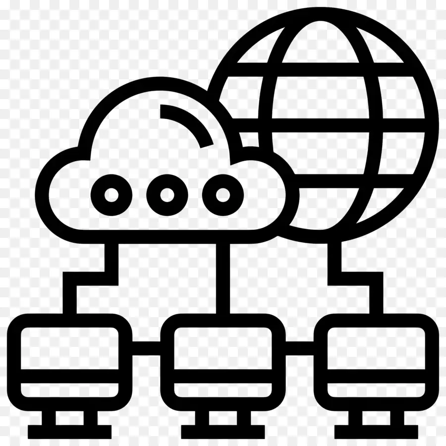 Ikon Server Cloud，Minimalis PNG