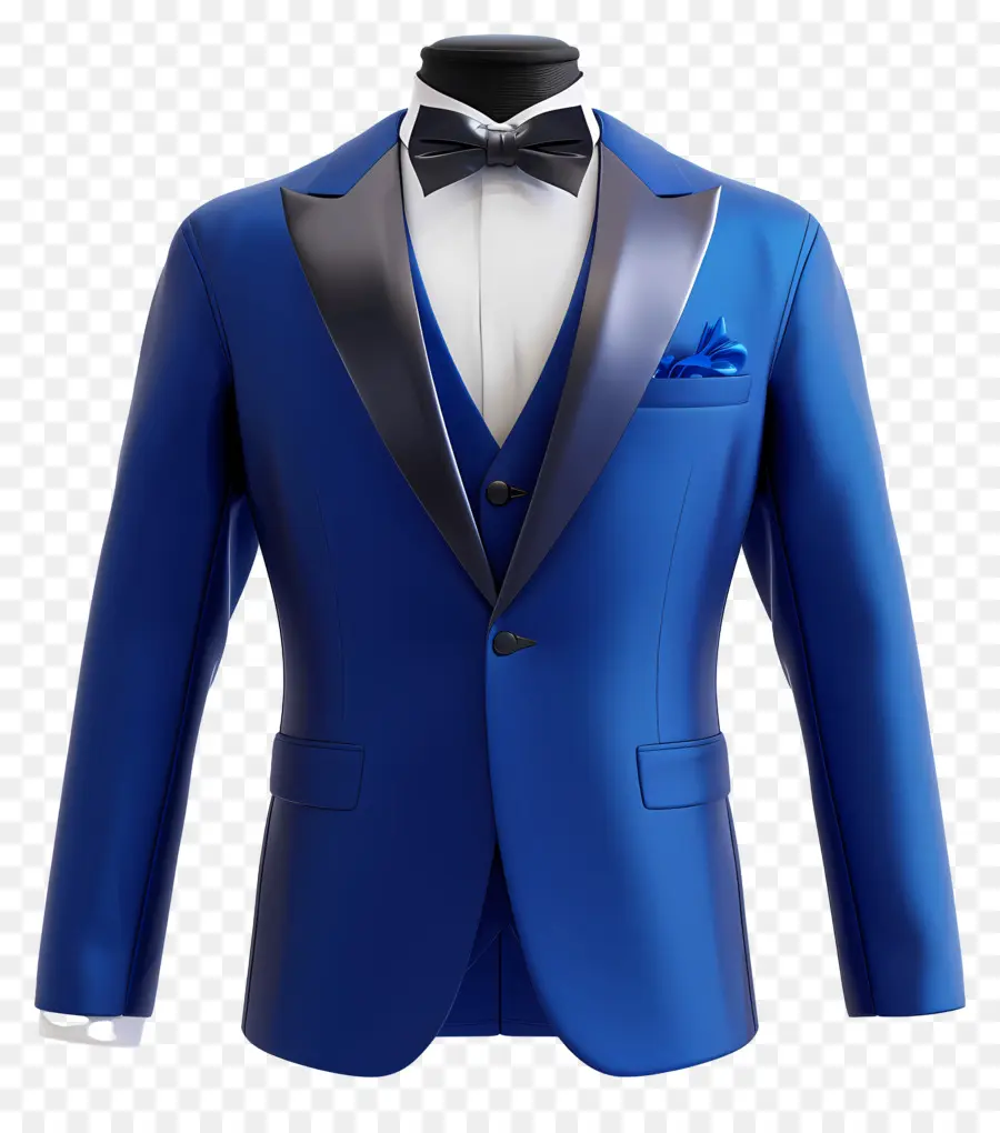 Pakaian Formal Biru，Tuxedo Biru PNG