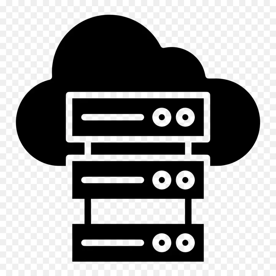 Ikon Server Cloud，Latar Belakang Hitam PNG