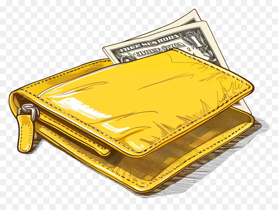Dompet Dengan Uang，Dompet Kuning PNG