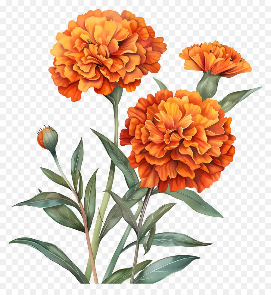 Jeruk Marigold，Bunga Oranye PNG